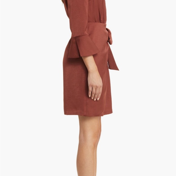 NWT Vince Camuto Satin Overlap Shirtdress - Copper - Size 12 - Picture 7 of 8